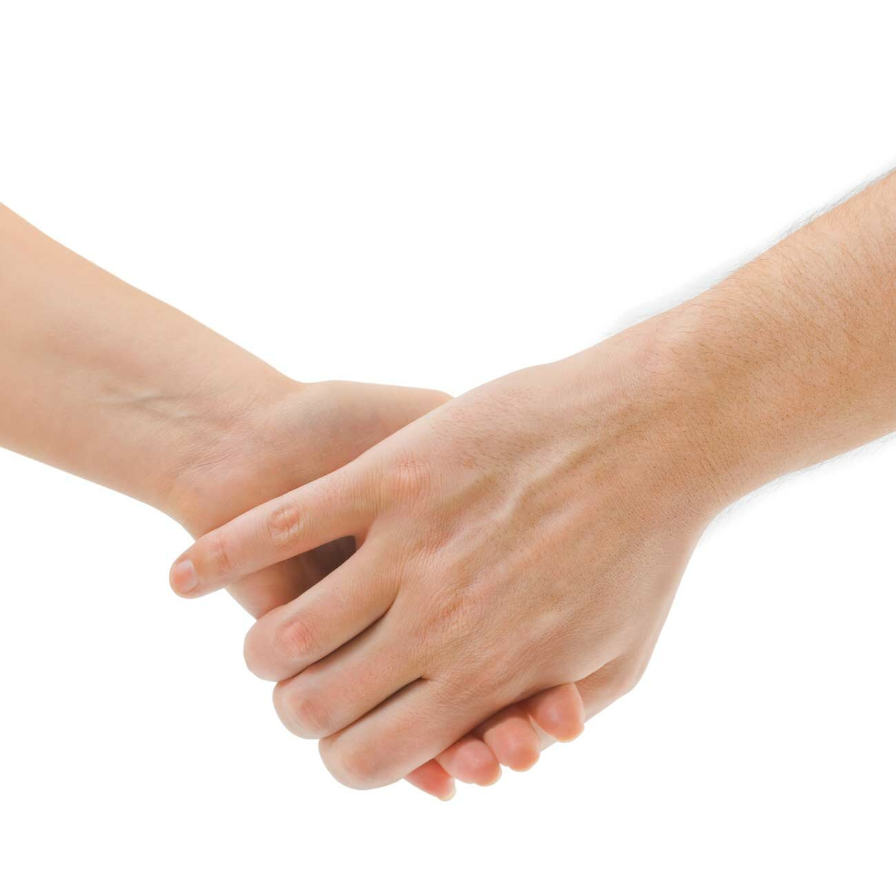 Man and woman hands isolated on white background